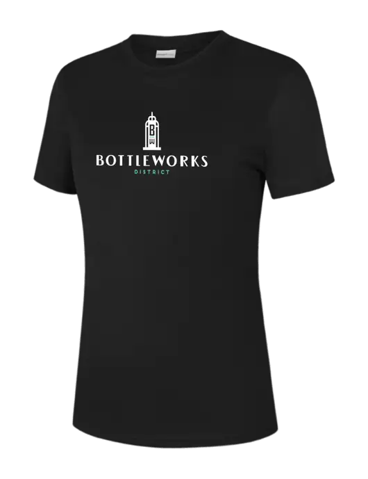  Womens Black PosiCharge Competitor Tee w/Bottleworks District Logo