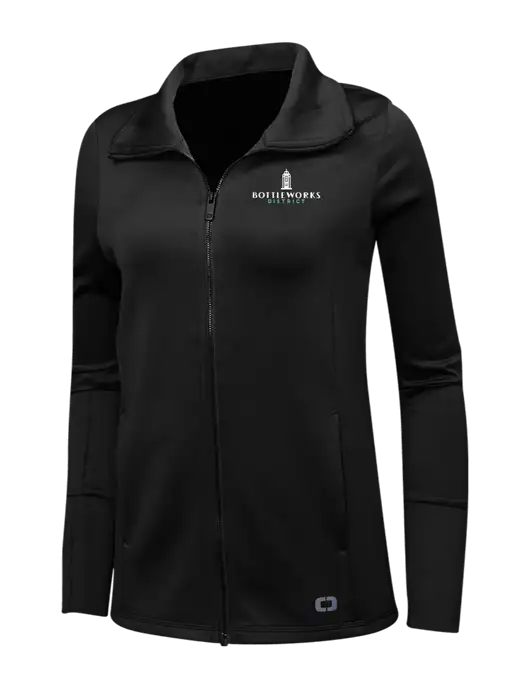 OGIO Black Womens Endurance Modern Performance Full-Zip w/Bottleworks District Logo