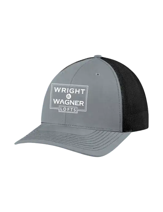 Richardson Adjustable Snapback Original 112 Trucker Cap Heather Grey w/Black Mesh w/Wright & Wagner Lofts Logo