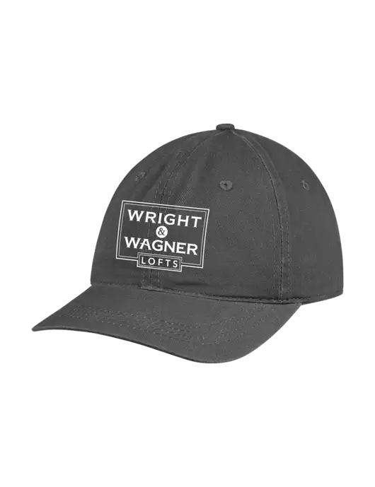 Garment Washed Unstructured Twill Charcoal Cap w/Wright & Wagner Lofts Logo