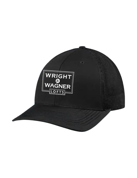 Richardson Adjustable Snapback Original 112 Trucker Cap Black w/Black Mesh w/Wright & Wagner Lofts Logo