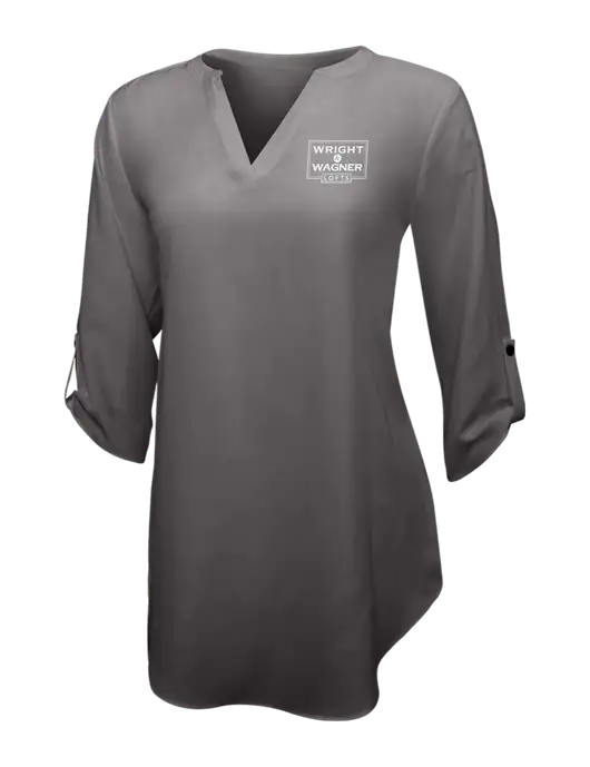 Dark Grey Womens 3/4 Sleeve Tunic Blouse w/Wright & Wagner Lofts Logo