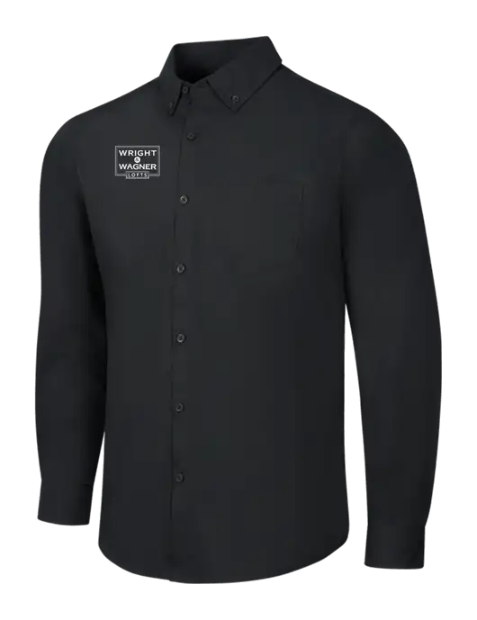 Black Long Sleeve Carefree Poplin Shirt w/Wright & Wagner Lofts Logo