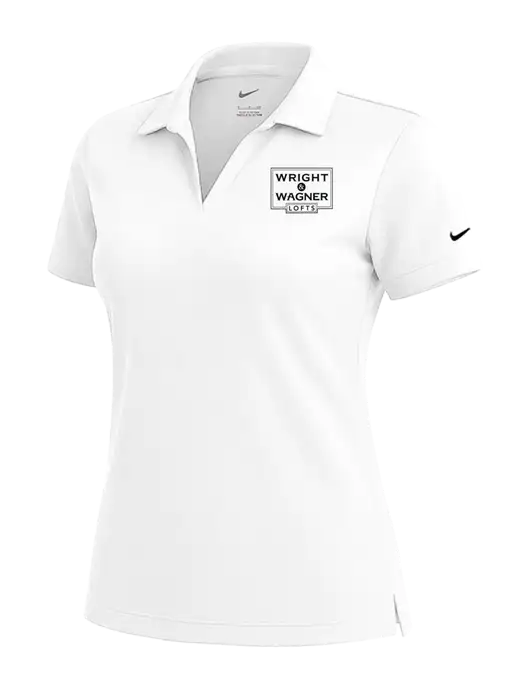 NIKE White Womens Dri-Fit Micro Pique Polo w/Wright & Wagner Lofts Logo