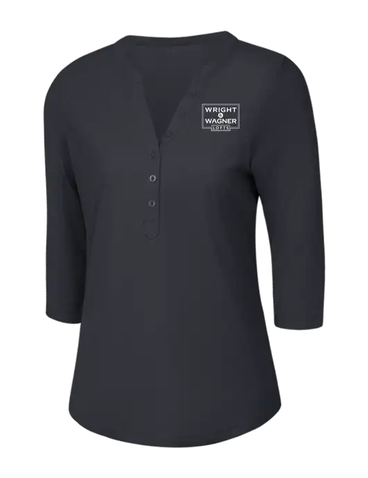 OGIO Charcoal Grey Jewel Henley w/Wright & Wagner Lofts Logo