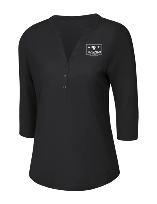 OGIO Blacktop Jewel Henley w/Wright & Wagner Lofts Logo