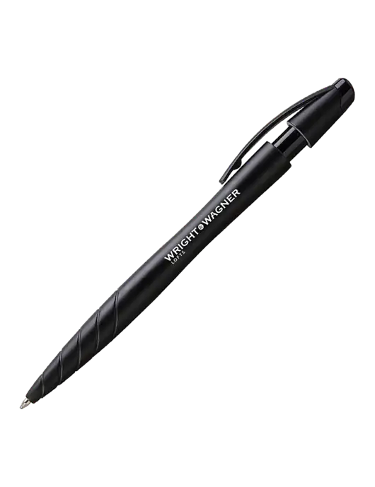 Awali Black Metallic Pen - Black Ink w/Wright & Wagner Lofts Logo