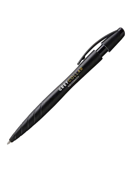 Awali Black Metallic Pen - Black Ink w/Grey Collar University Logo