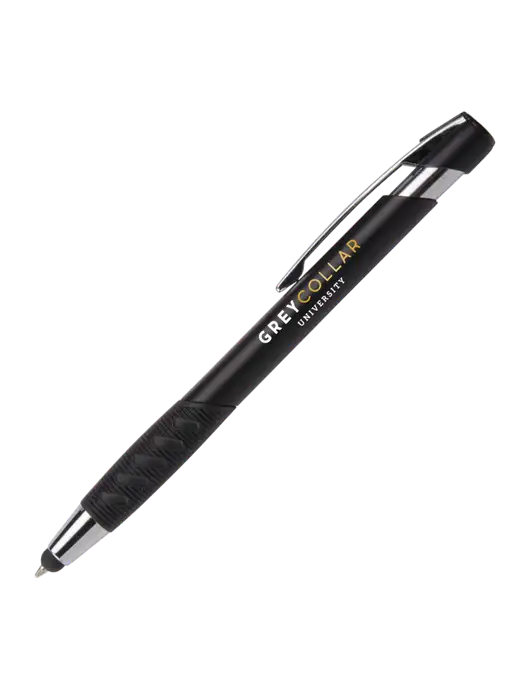 Alize Black Stylus Black Ink Pen w/Grey Collar University Logo