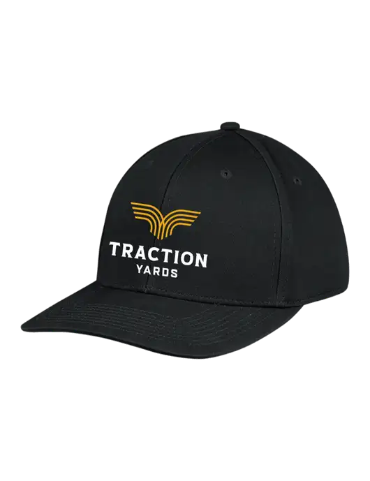 Premium Modern Structured Twill Black Snapback Cap w/Traction Yards Logo