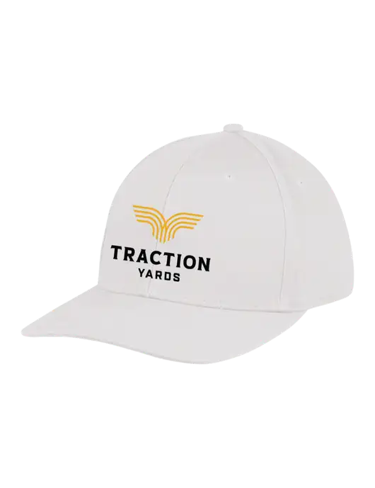 Premium Modern Structured Twill White Snapback Cap w/Traction Yards Logo