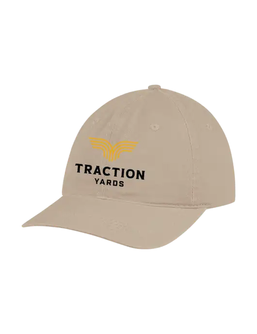 Garment Washed Unstructured Twill Tan Cap w/Traction Yards Logo