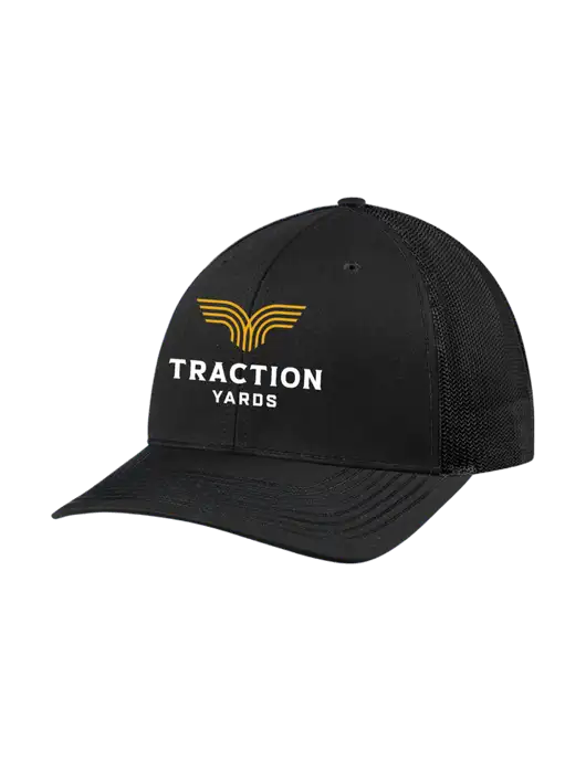 Richardson Adjustable Snapback Original 112 Trucker Cap Black w/Black Mesh w/Traction Yards Logo