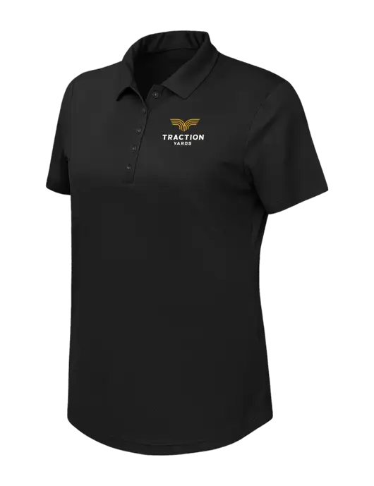 Callaway Womens Birdseye Black Polo w/Traction Yards Logo