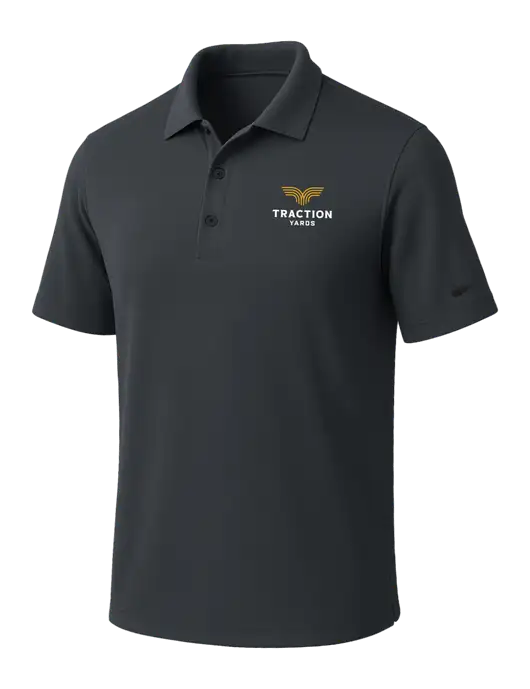 NIKE Dark Grey Dri-Fit Micro Pique Polo w/Traction Yards Logo