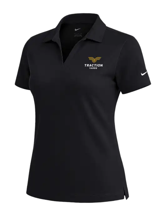 NIKE Black Womens Dri-Fit Micro Pique Polo w/Traction Yards Logo
