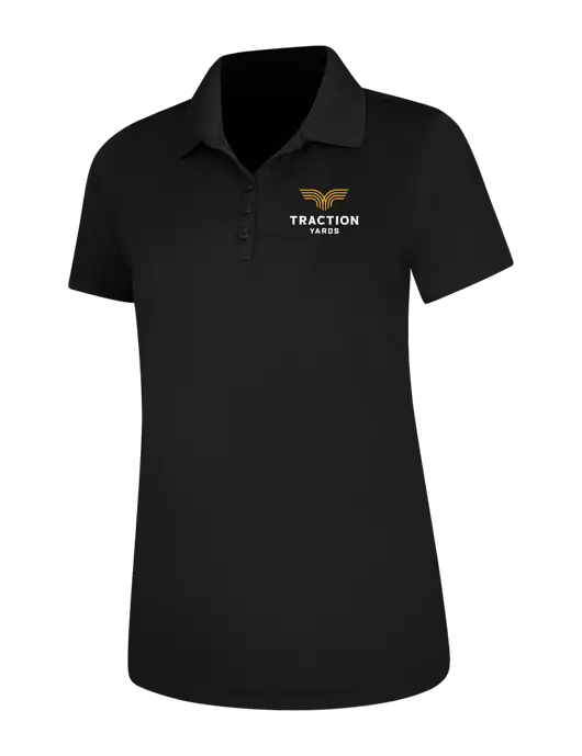 Black Womens Dry Zone UV Mesh Polo w/Traction Yards Logo