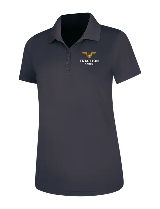 Dark Grey Womens Dry Zone UV Mesh Polo w/Traction Yards Logo
