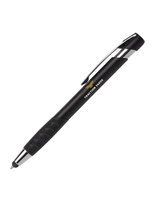 Alize Black Stylus Black Ink Pen w/Traction Yards Logo