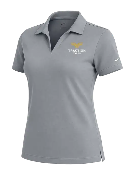 NIKE Medium Grey Womens Dri-Fit Micro Pique Polo w/Traction Yards Logo