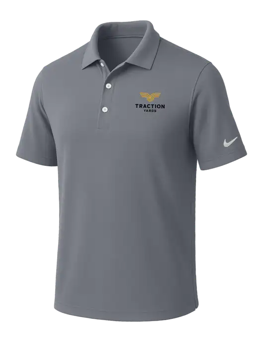 NIKE Medium Grey Dri-Fit Micro Pique Polo w/Traction Yards Logo