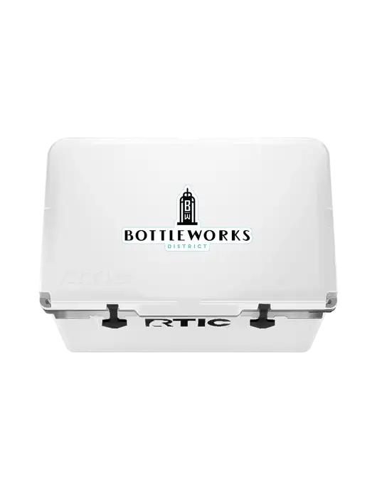 RTIC 52 Quart Ultra-Light White Hard Cooler w/Bottleworks District Logo