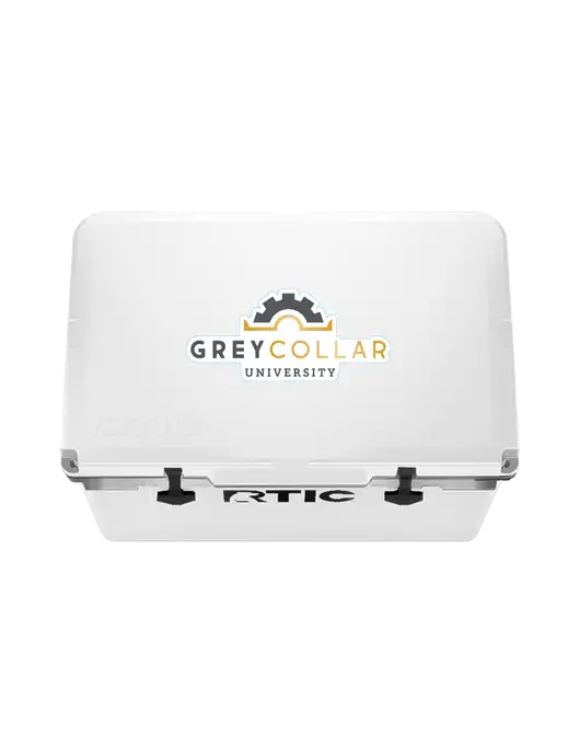 RTIC 52 Quart Ultra-Light White Hard Cooler w/Grey Collar University Logo