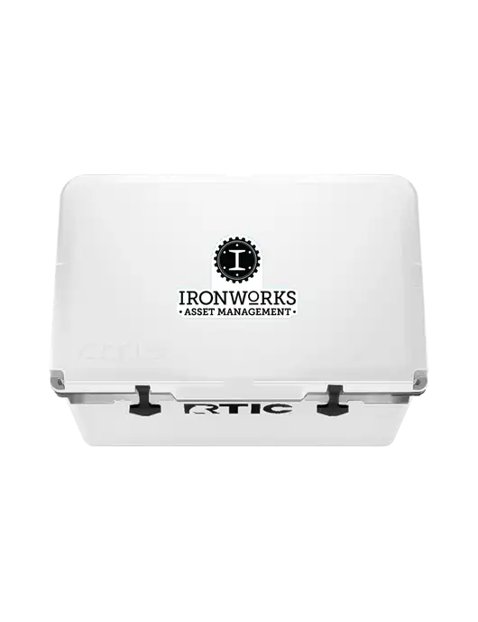RTIC 52 Quart Ultra-Light White Hard Cooler w/Ironworks Asset Mgmt Logo