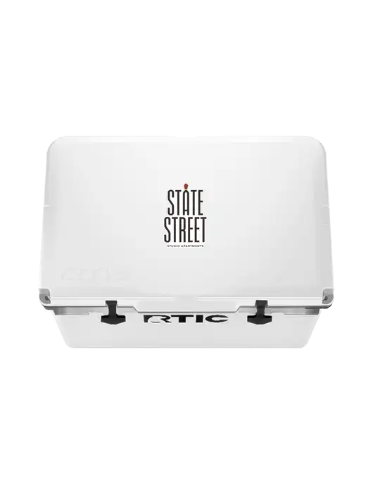 RTIC 52 Quart Ultra-Light White Hard Cooler w/State Street Studio Apts Logo