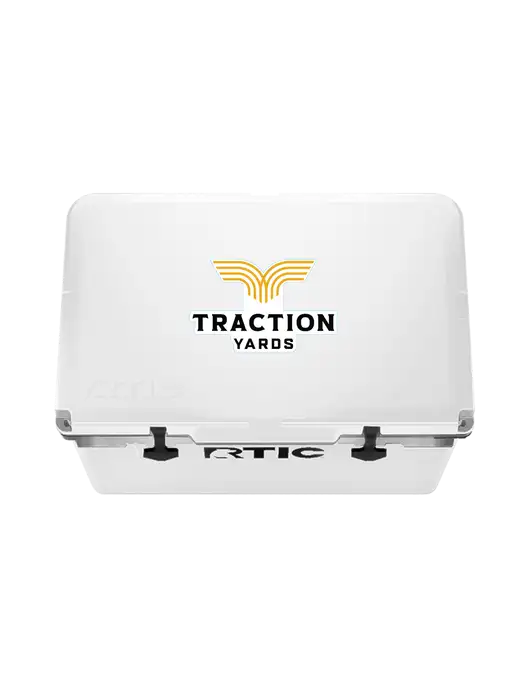 RTIC 52 Quart Ultra-Light White Hard Cooler w/Traction Yards Logo