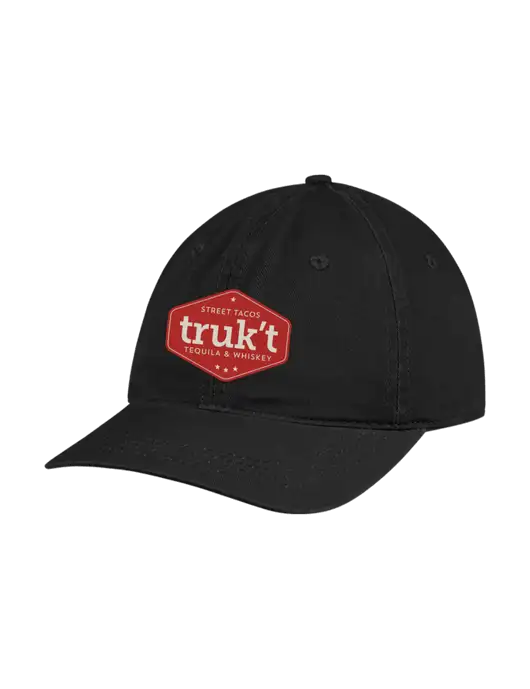 Garment Washed Unstructured Twill Black Cap w/Truk't Logo