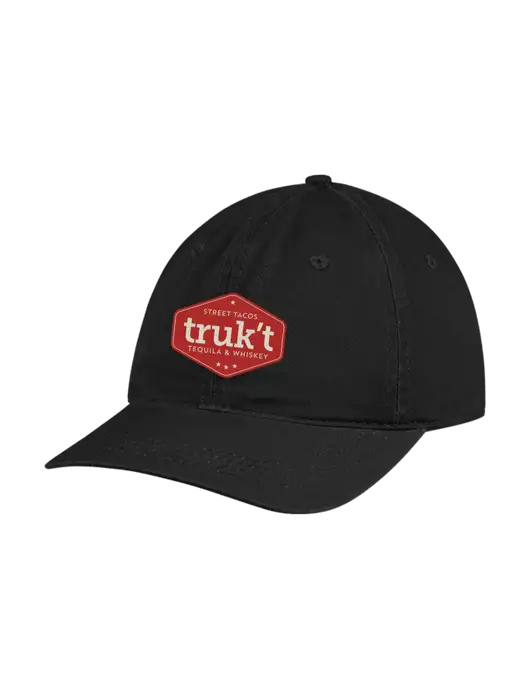 Garment Washed Unstructured Twill Black Cap w/Truk't Logo