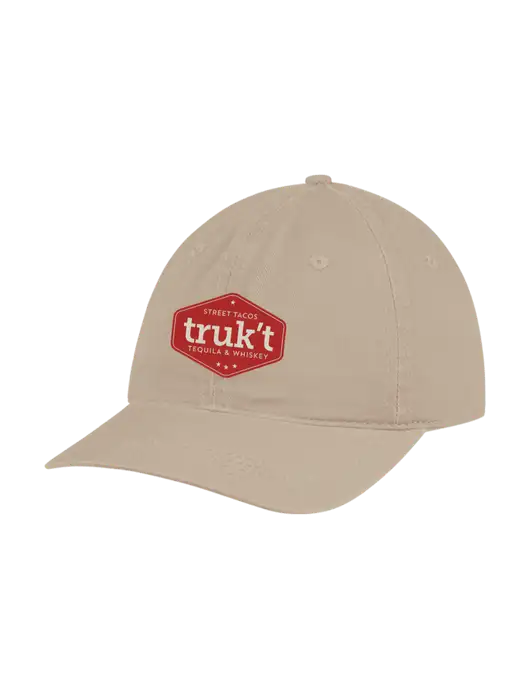 Garment Washed Unstructured Twill Tan Cap w/Truk't Logo
