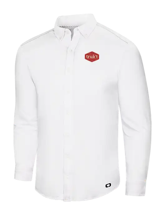 OGIO Bright White Modern Code Stretch Button-Up Shirt w/Truk't Logo
