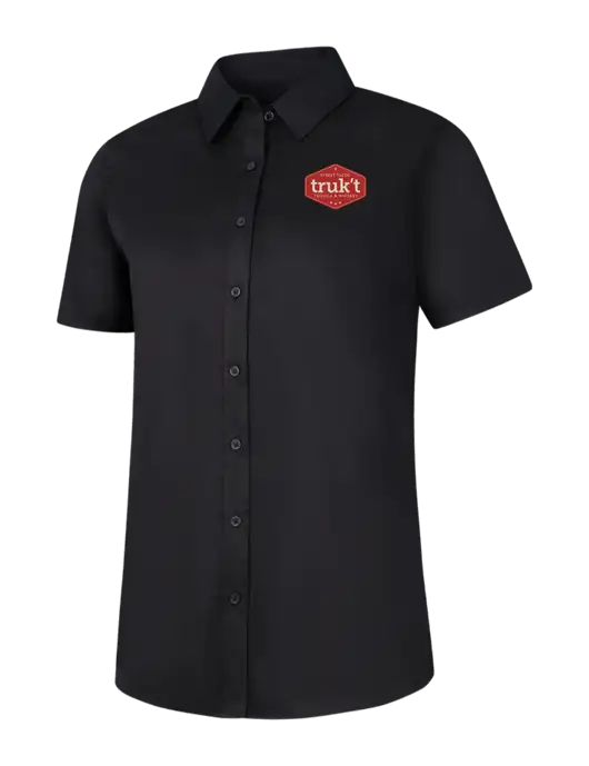 Womens Black Short Sleeve Superpro React Twill Shirt w/Truk't Logo