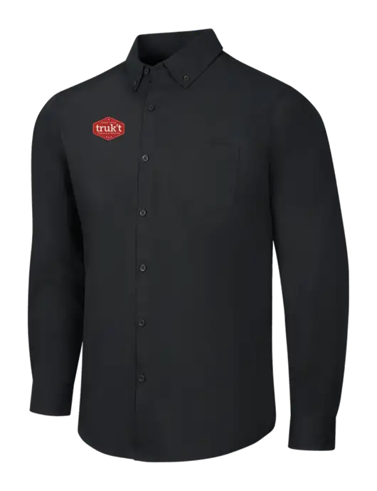 Black Long Sleeve Carefree Poplin Shirt w/Truk't Logo