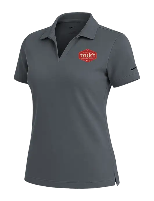 NIKE Dark Grey Womens Dri-Fit Micro Pique Polo w/Truk't Logo