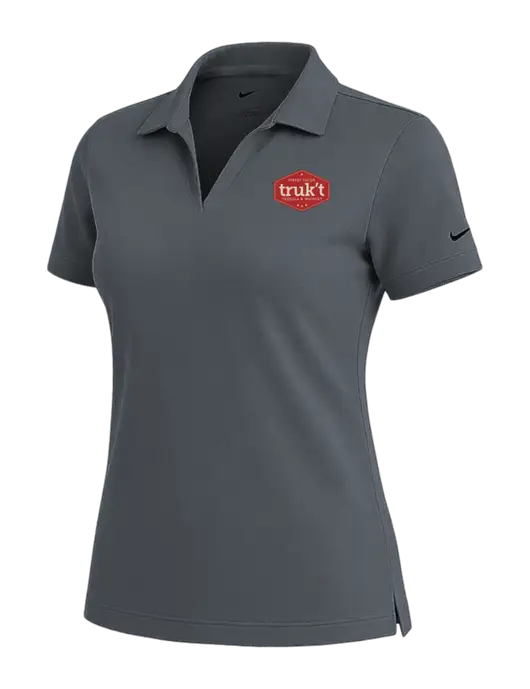 NIKE Dark Grey Womens Dri-Fit Micro Pique Polo w/Truk't Logo
