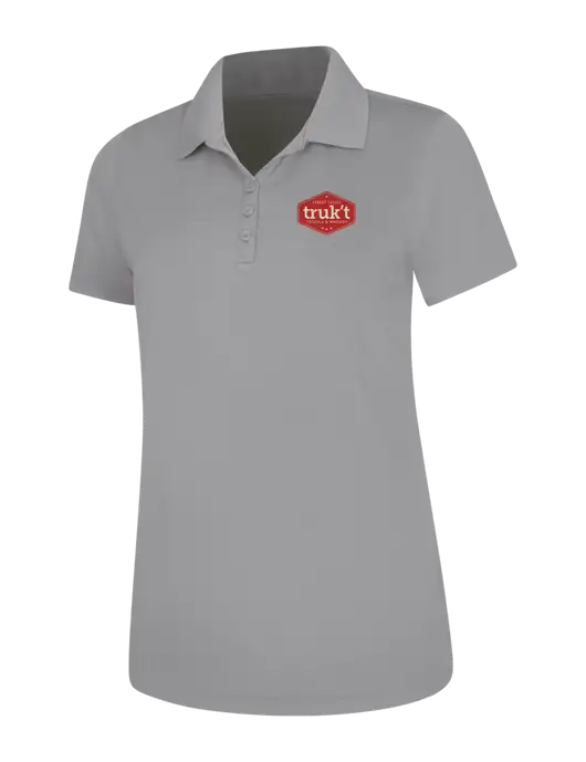Light Grey Womens Dry Zone UV Mesh Polo w/Truk't Logo