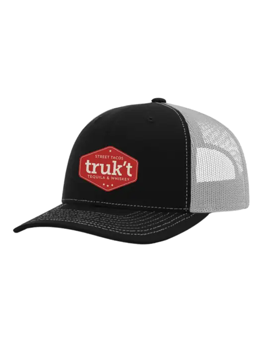 Richardson Adjustable Snapback Original 112 Trucker Cap Black w/White Mesh w/Truk't Logo