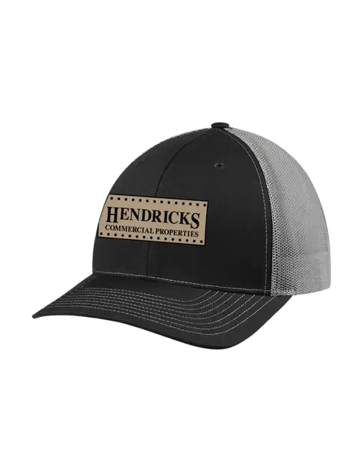 Richardson Adjustable Snapback Original 112 Trucker Cap Black w/Charcoal Mesh w/Hendricks Commercial Properties Logo