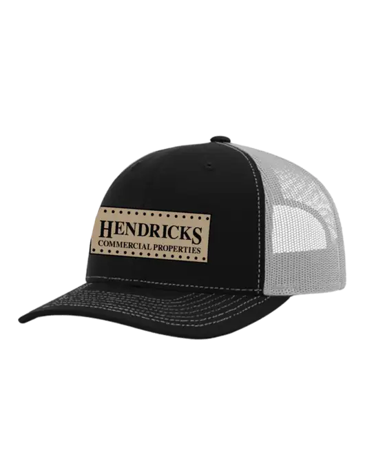 Richardson Adjustable Snapback Original 112 Trucker Cap Black w/White Mesh w/Hendricks Commercial Properties Logo