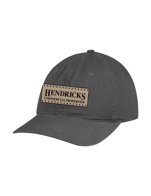 Garment Washed Unstructured Twill Charcoal Cap w/Hendricks Commercial Properties Logo