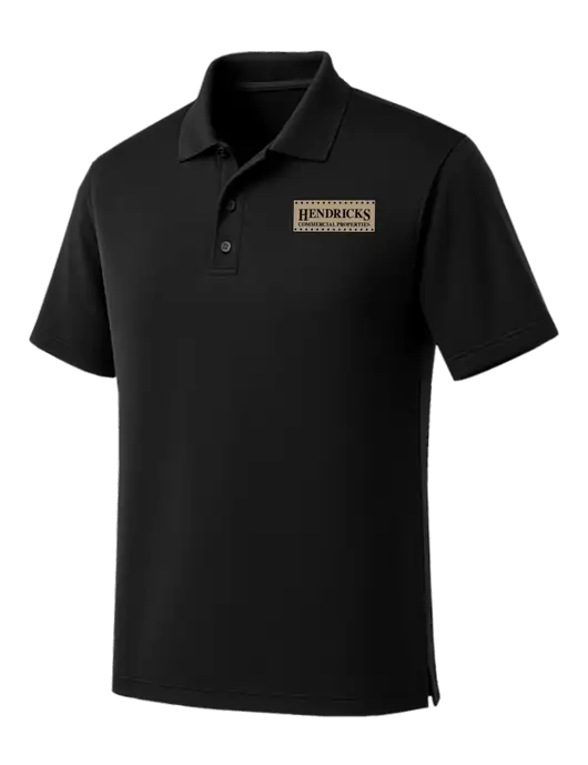 Black Dry Zone UV Micro Mesh Polo w/Hendricks Commercial Properties Logo