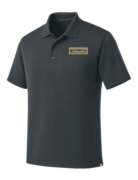 Dark Grey Dry Zone UV Micro Mesh Polo w/Hendricks Commercial Properties Logo