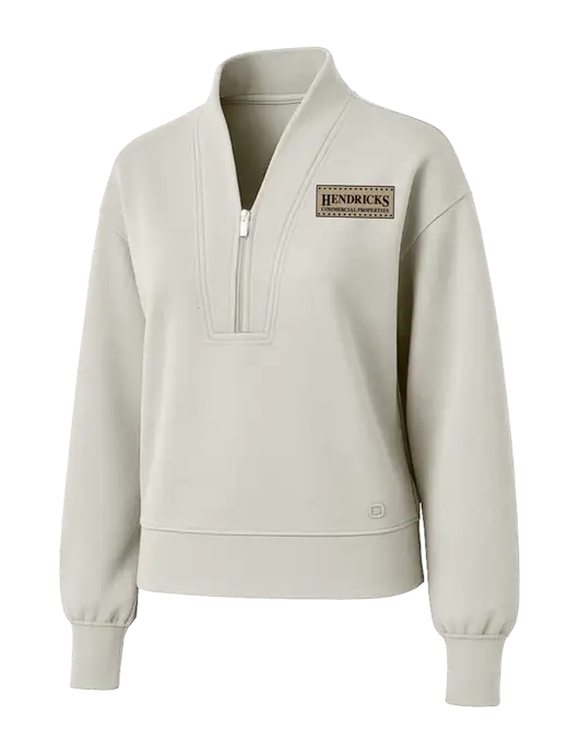 OGIO Womens Ivory Transcend 1/4-Zip w/Hendricks Commercial Properties Logo