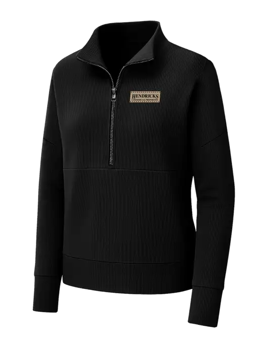 Mercer+Mettle Womens Black Linear Texture Quarter Zip w/Hendricks Commercial Properties Logo