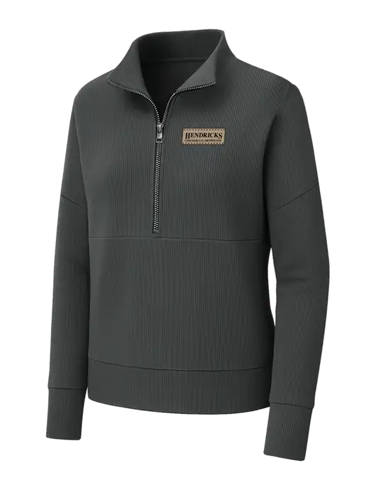Mercer+Mettle Womens Dark Grey Linear Texture Quarter Zip w/Hendricks Commercial Properties Logo