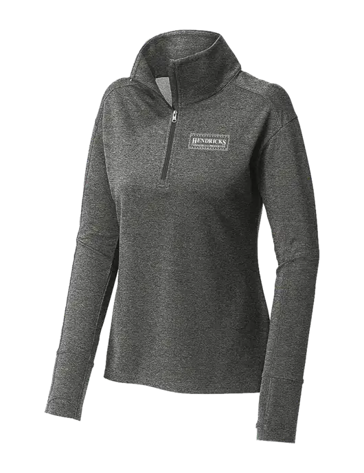 Womens Sport-Wick Flex Fleece Dark Grey Heather 1/4-Zip w/Hendricks Commercial Properties Logo
