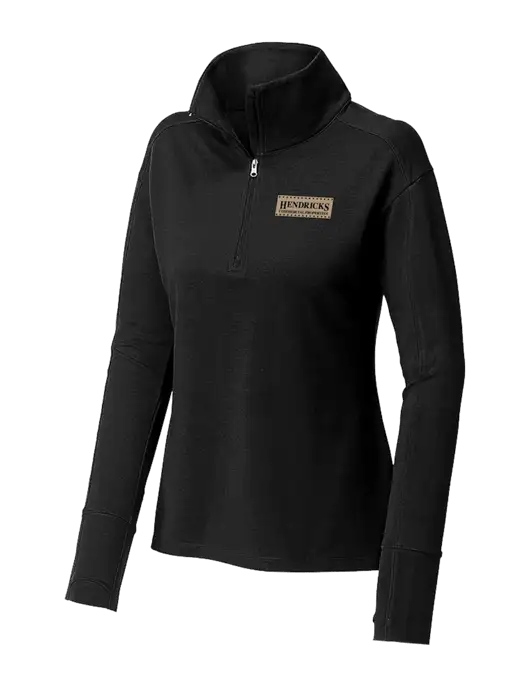 Womens Sport-Wick Flex Fleece Black 1/4-Zip w/Hendricks Commercial Properties Logo